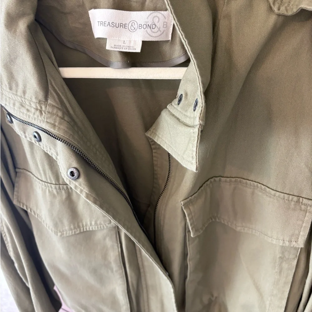 Ladies Sz L Treasure & Bond Olive Green Utility Jacket - Picture 5 of 5